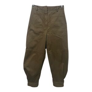 Tibi Myriam Sculpted Pant Utility Women’s 2 Brown Twill High Rise WOF Barrel Leg